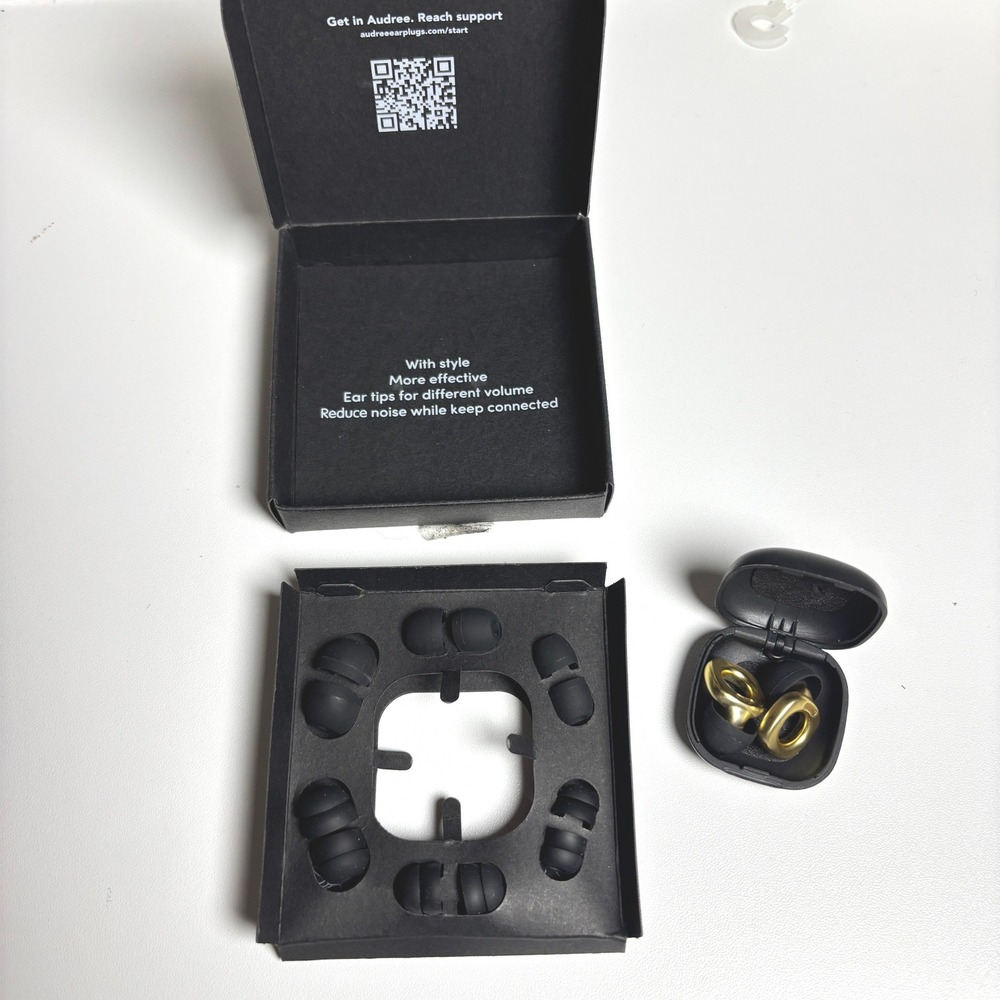 Audree Style Noise Cancelling Earplugs Gold Reusable High Fidelity New‎ Open Box - Picture 4 of 5